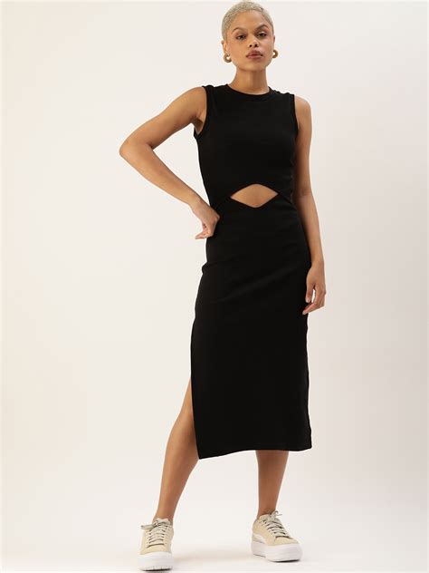 Buy FOREVER 21 Black Sheath Midi Dress - Dresses for Women 18230342 ...