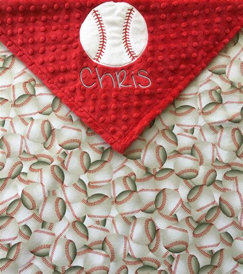 Baseball Baby Blanket, Red Minky Baseball Blanket, Personalized Baby ...