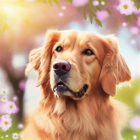 Premium Photo | Realistic golden retriever dog on ravishing natural ...