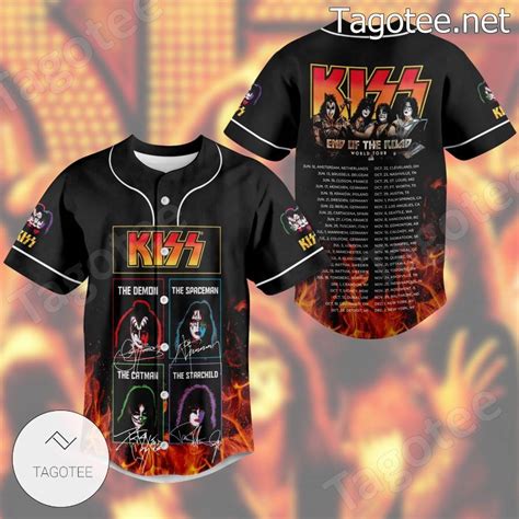 Kiss End Of The Road Tour Signatures Baseball Jersey - Tagotee