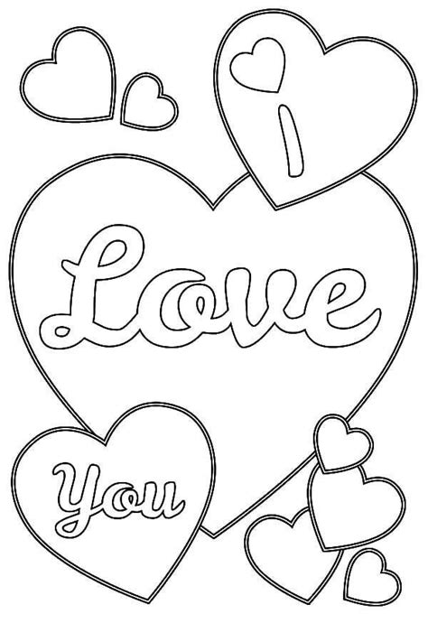 I Love You Heart Coloring Pages - Valentine's Day Theme