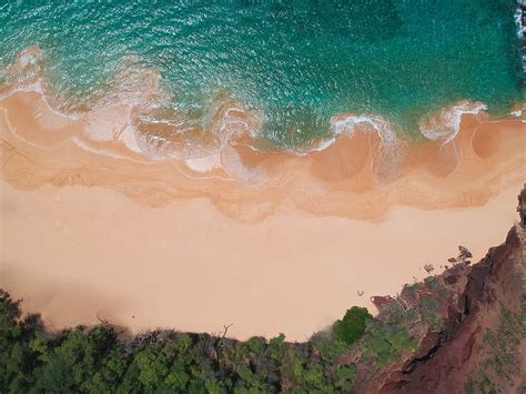 HD wallpaper: aerial view of seashore, beach, coast, topdown, sand ...