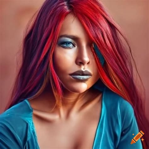 Portrait of a beautiful bolivian woman with red hair