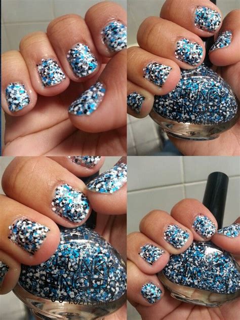 Funky Fingers-Varsity Blue - clear with black, white and blue glitters - BN - $4.00 + s/h (2 ...