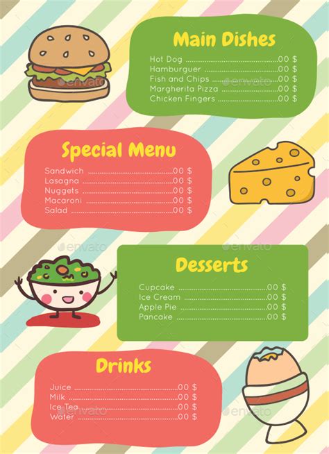 Free Kids Menu Template - Printable Templates