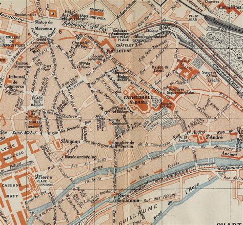 1926 ORIGINAL VINTAGE CITY MAP OF CHARTRES / FRANCE - Europe Maps