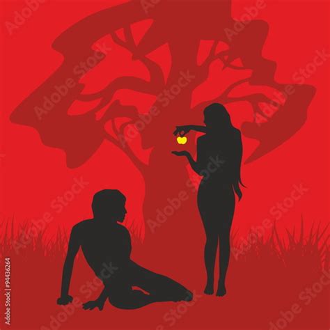 Adam and Eve. Silhouette, hand drawn - Buy this stock vector and explore similar vectors at ...