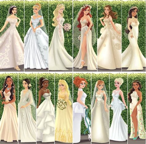 Princesses in Fashionable Wedding Dresses All Disney Princesses, Disney ...