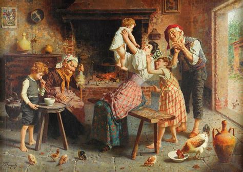 A happy family by Eugenio Zampighi | Family painting, Old paintings, Painting