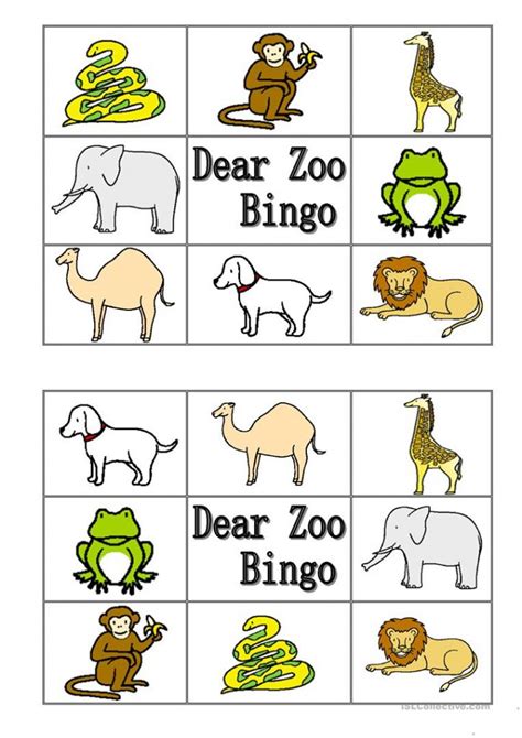 Dear Zoo Animal Bingo Worksheet - Free Esl Printable Worksheets Made ...