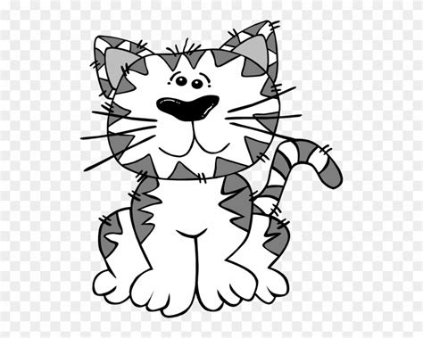 Cat Cartoon White Gray Clip Art - Cats Black And White Cartoon - Free Transparent PNG Clipart ...