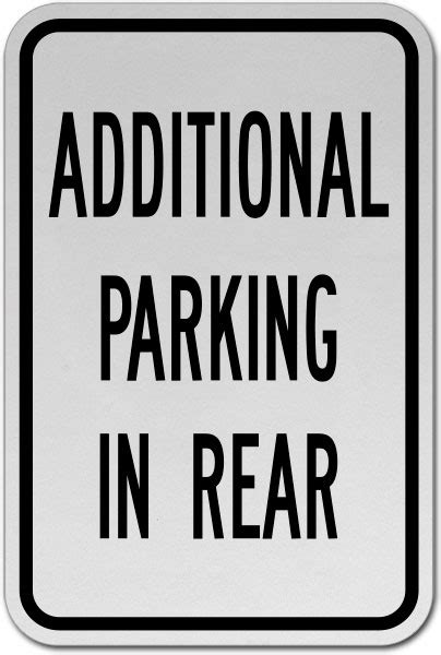 Additional Parking In Rear Sign W5405 - by SafetySign.com