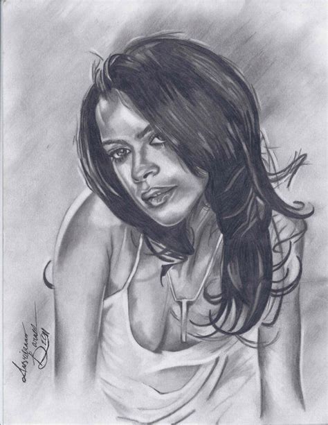 My drawing of Aaliyah...."Remembering Aaliyah".....Copyright Andrieanna Barnes | Dibujos