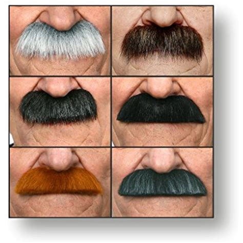 Mustaches Self Adhesive Fake Mustache Mix, Novelty, False Facial Hair Value Pack (6pcs.)