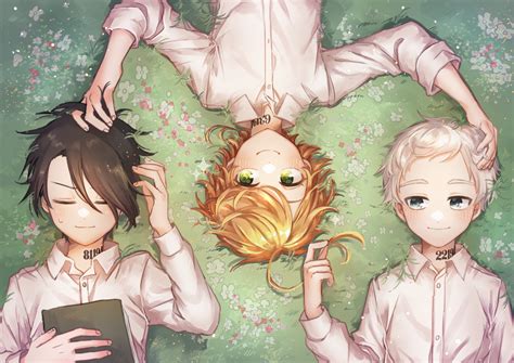 The Promised Neverland HD Wallpaper: Ray, Emma, Norman by 鶴屋