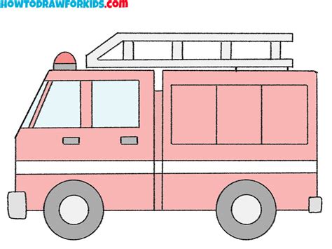 How to Draw a Fire Truck - Easy Drawing Tutorial For Kids