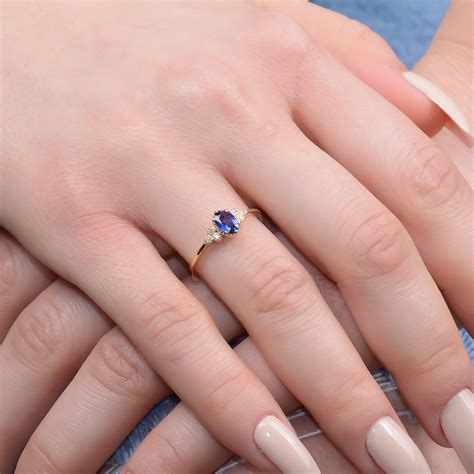 Vintage Blue Sapphire Engagement Ring Delicate Vintage | Etsy