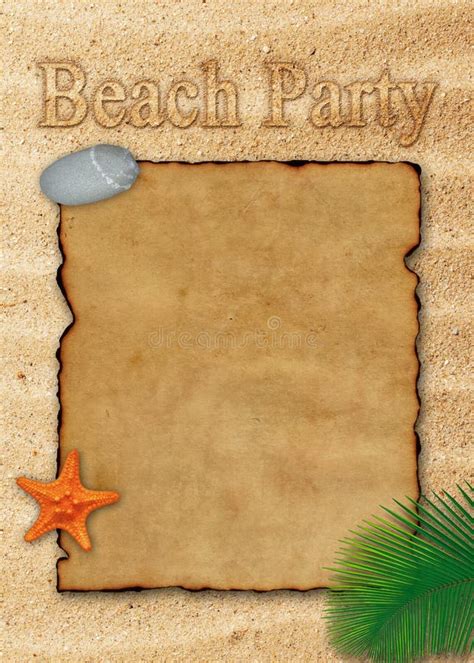 Blank Sheet of Parchment Paper on the Beach Sand for Beach Party Stock Illustration ...