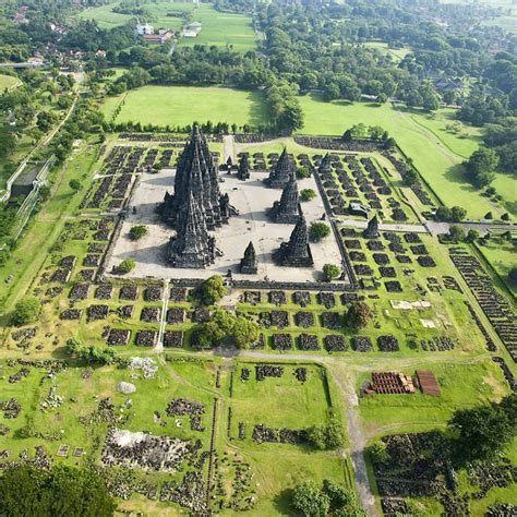 An amazing aerial view of #Prambanan #Temple, Yogyakarta, #Indonesia Photo by: IG @borobudurpark ...