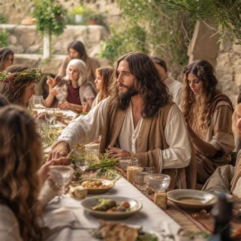 Premium AI Image | Jesus at the wedding feast in Cana of Galilee turned water into wine