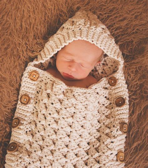 Crochet Pattern for Windchill Hooded Button up Baby Cocoon DIY Written Tutorial Crocheting ...