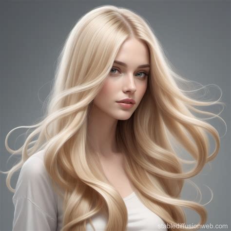 3D Image of Blonde Woman with Exceptionally Long Hair | Stable Diffusion Online