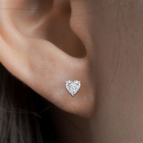 1 Carat Heart Shaped diamond Stud Earring In 14K Rose Gold ...