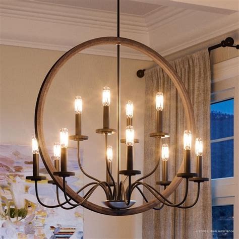 Modern Farmhouse Bronze Chandelier - UHP2370 Modern Farmhouse Chandelier, 28-3/4"H x 32"W, Olde ...