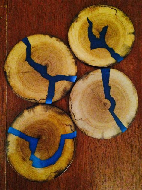 Glowing Blue Resin Inlay Wood Coasters