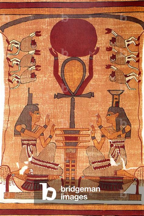 Egypt: Worshipping the Sun God Ra represented by a red disk supported ...