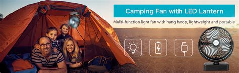 Amazon.com: Camping Fan with LED Lights 7-Inch, Rechargeable 5000mAh Tent Fan Battery Operated ...