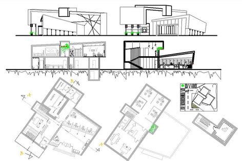 Bank architecture detail and drawing - Cadbull