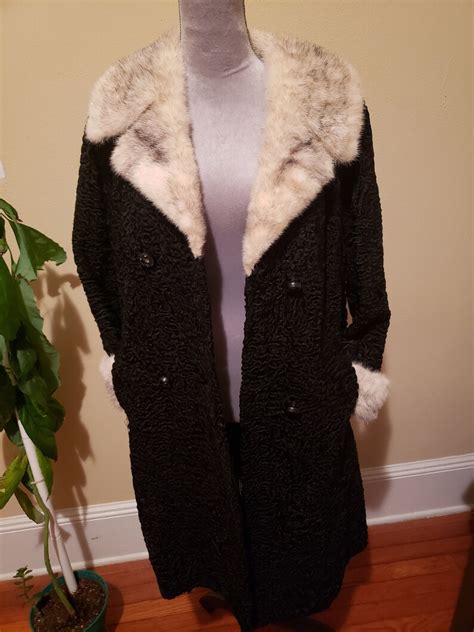 Black Persian Lamb Coat With Mink Collar and Sleeve Cuffs - Etsy