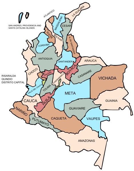 Mapa Kolumbii - Kolumbia mapa samochodowa, topograficzna i inne