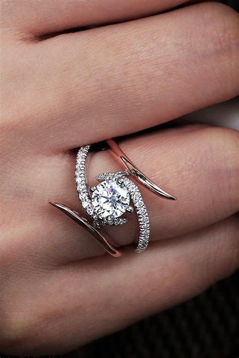 unique engagement rings two tone engagement rings round diamond ...