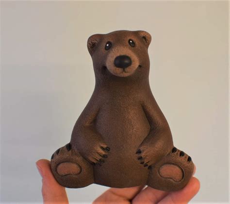 Amazon.com: Cute Ceramic Woodland Brown Bear Figurine: Handmade