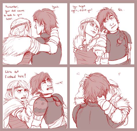 Hiccup and Astrid's Moment of Astrid touching Hiccup's braids and then Hiccup and Astrid share a ...