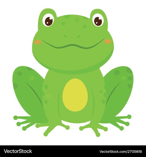 Green smiling frog cartoon style Royalty Free Vector Image