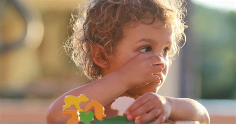 Toddler Boy Playing With Puzzle Pieces Stock Footage SBV-348608990 ...