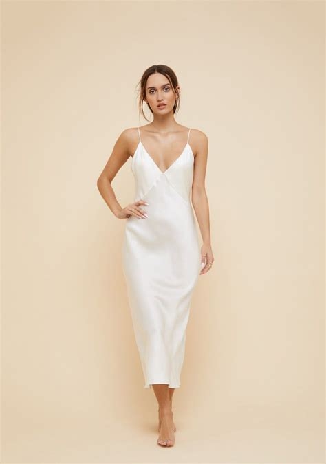 white silk slip dress wedding - Elmer Rauch