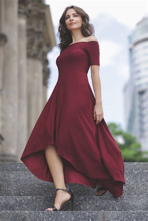 Maroon Asymmetric Maxi Dress | Dresses, Maroon dress, Maxi dress