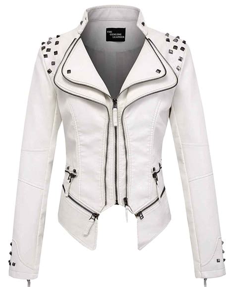 White Studded Perfectly Shaping Leather Jacket | Petite Leather Jacket