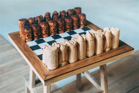 Scandinavian Chess set. Vikings chess. Hand carved | Etsy