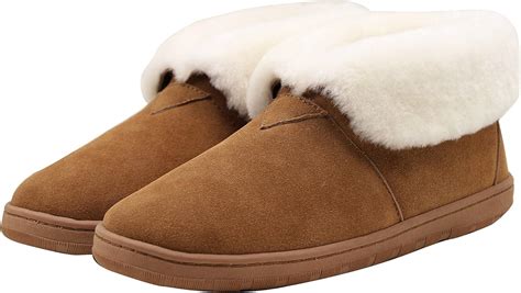 Amazon.com | SUPERLAMB Ladies Sheepskin Hard Sole Bootie Slippers | Slippers