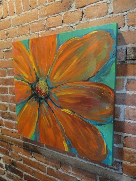 Orange Flower, Floral painting, Original Painting Big Orange Flower 24 x 24 | Sanatsal resimler ...