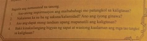 Ang pag-iwas sa sakunang hatid Ng sunog,lindol,at baha ay maiiwasan kung may kahandaan Ang mga ...