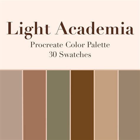 Light Academia Procreate Color Palette, 30 Swatches, Instant Download - Etsy | Aesthetic light ...
