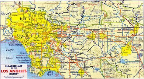 Large detailed road map of Los Angeles of 1955. Los Angeles large ...