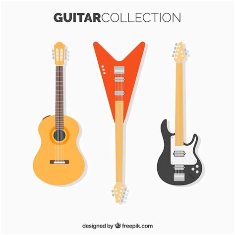 Pack of guitars in flat design | Free Vector