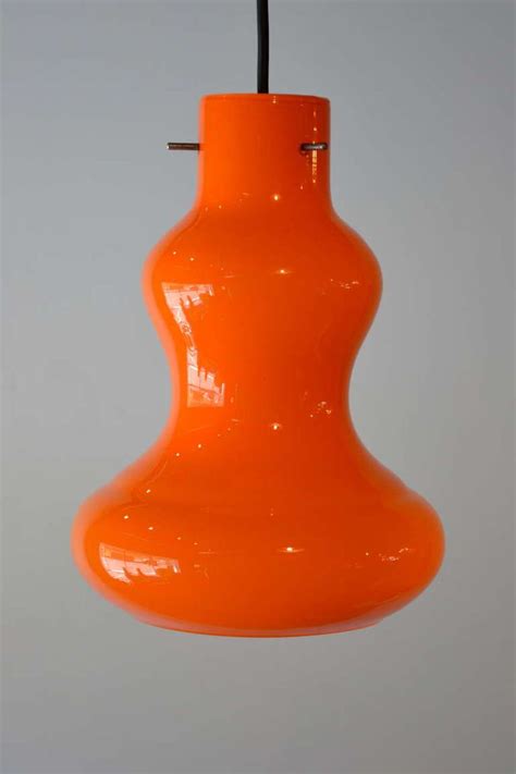 Mid Century Modern Orange Italian Murano Glass Pendant Light, 1950's | Glass pendant light, Mid ...